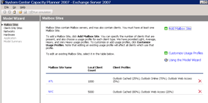 Enter multiple sites with System Center Capacity Planner