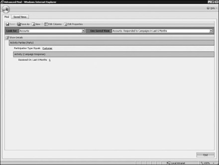 Figure 7.27: Microsoft Dynamics CRM Accounts System view of Accounts