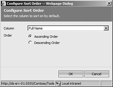 Figure 7.36: Selecting sorting from Advanced Find in Microsoft Dynamics CRM
