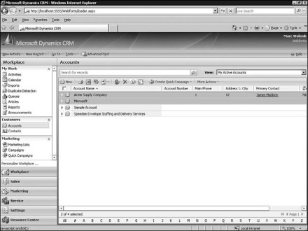 Figure 7.44: The direct e-mail option in Microsoft Dynamics CRM