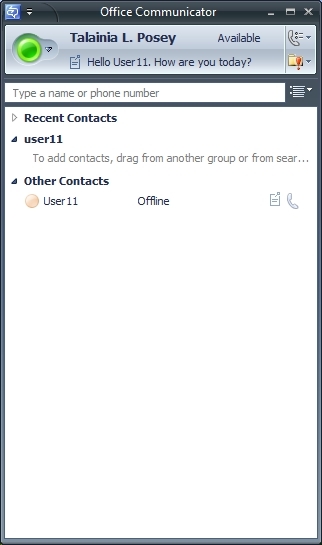 Microsoft Office Communicator interface