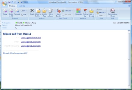 OCS 2007 missed-call notification