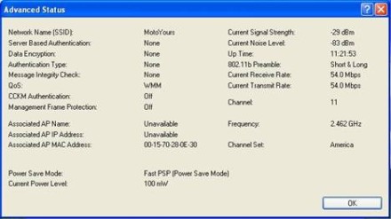 QoS and Power Save Mode values in Cisco client's Status