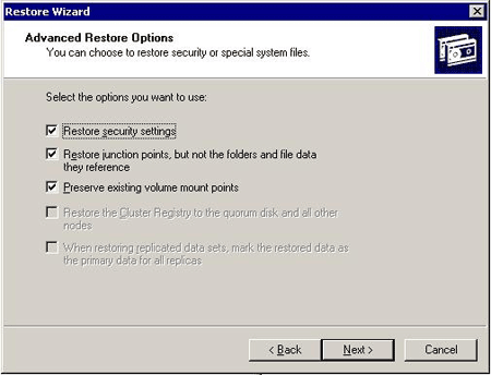 Windows restore wizard