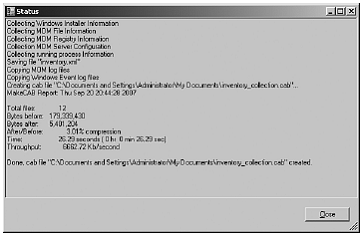 The MOMInventory tool status window.