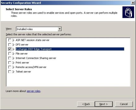 Select Edge Transport Server roles