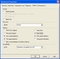 Disable the Auto Shrink option in SQL Server 2000 by leaving it empty
