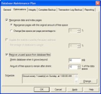 Disable the shrink database option from the Optimization tab