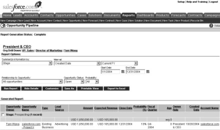 Figure 15-8: Using the report options section to customize your date range.
