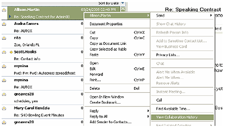 Lotus Notes 8 collaboration history information