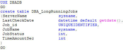 script creating a central table