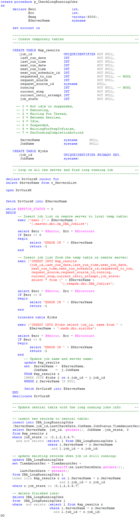 central stored procedure