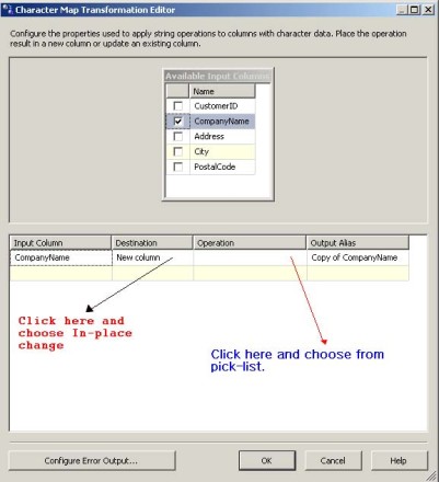 Character Map Transformation Editor
