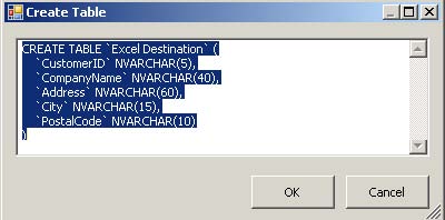 Create table window