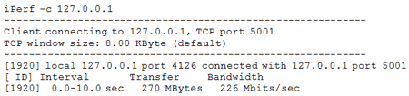 Start iPerf server by executing iperf --s at the command prompt