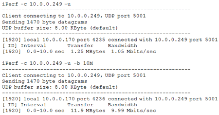 Increasing datagram rate in iPerf