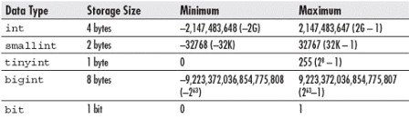 The great thing about the int data types is that they can store huge numbers in a small space. For this reason, they are often used for key values.