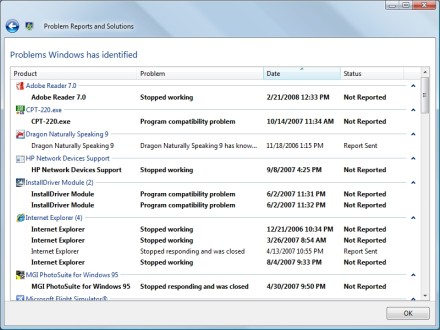 You can view all of the problems that Windows is aware of.