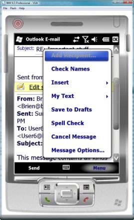 Outlook Mobile's menus have been redesigned